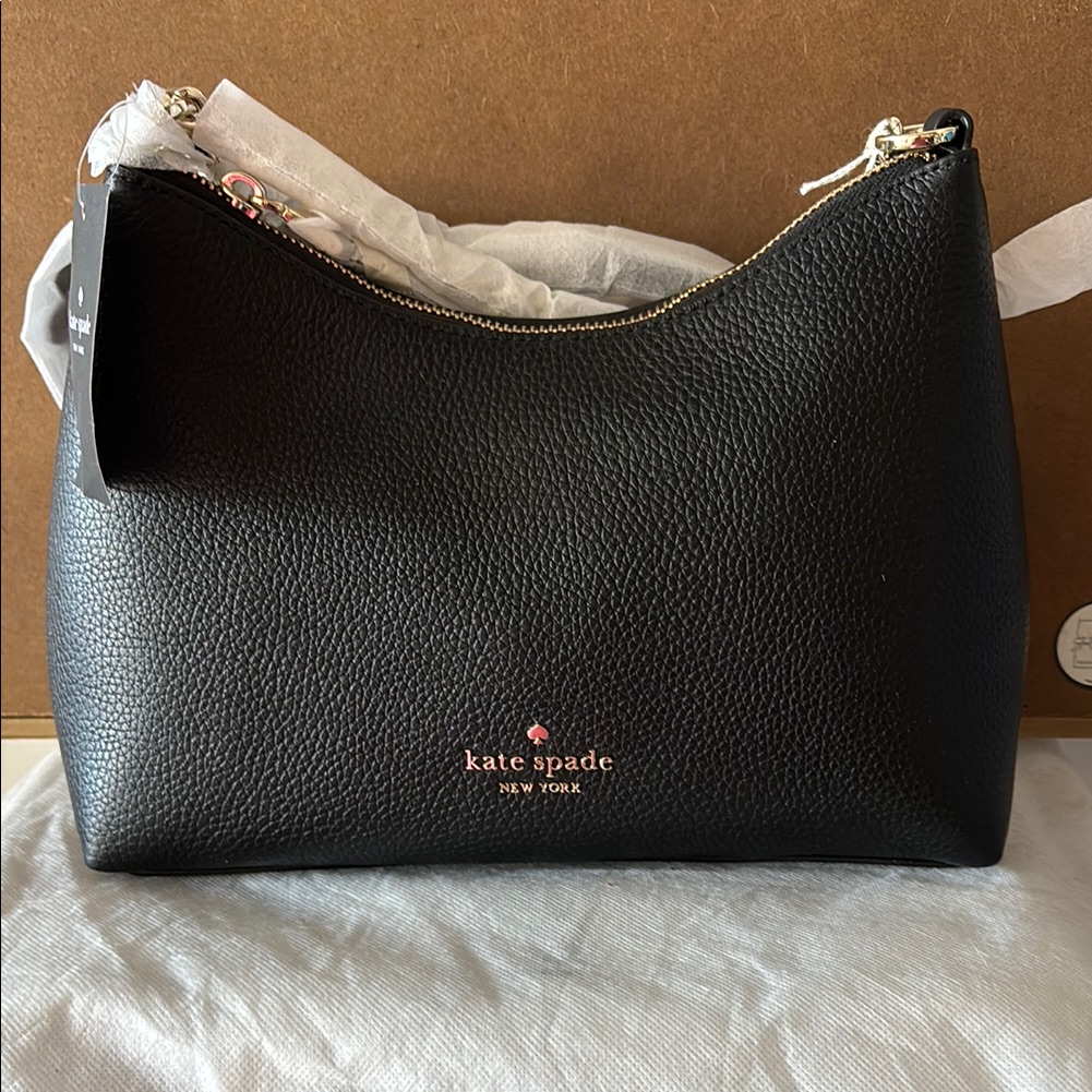 Nwt Kate Spade Black Pebbled Leather Shoulder Bag